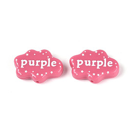 Печатные непрозрачные бусины из смолы, облако и слово фиолетовый и узор из звезд