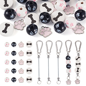 5 Алюминиевые карабины для скалолазания, железные застежки для ключей с бусинами, с 20шт. деревянных бусин и 5шт. подвесок из сплава