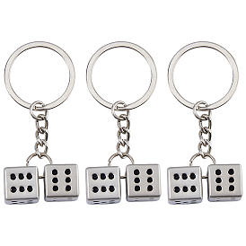 3 шт. брелки из цинкового сплава, игральная кость, с раздельными брелоками