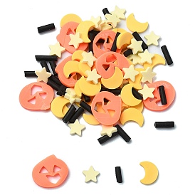 Halloween Handmade Polymer Clay Cabochons, Pumpkin/Star/Moon/Column