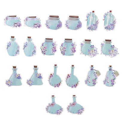 20pcs 10 Arten wasserdichte selbstklebende Haustieraufkleber, für Koffer, Skateboard, Kühlschrank, Helm, handyhülle, mittelviolette Blüten