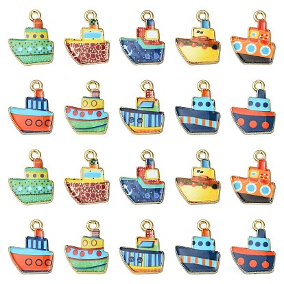 30подвески из сплава с гальванопокрытием, напечатанный, без свинца, без кадмии и без никеля, очарование корабля, золотой свет