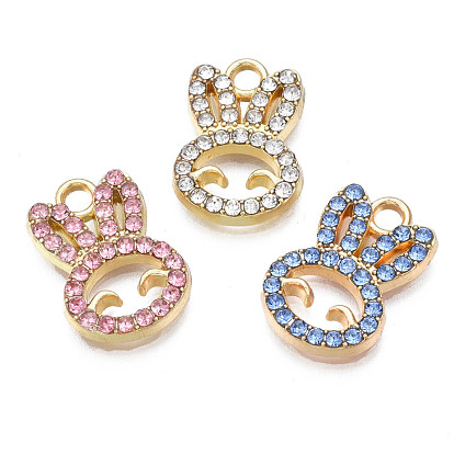 Alloy Pendants, with Rhinestone, Cadmium Free & Nickel Free & Lead Free, Rabbit