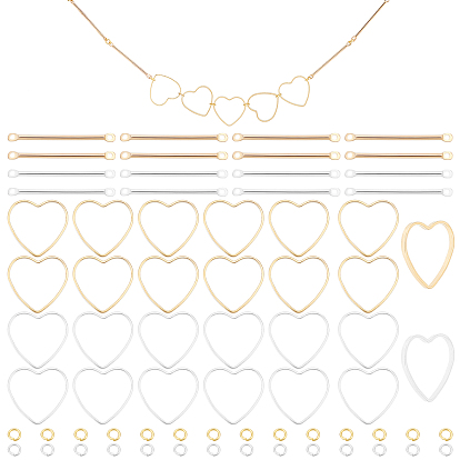 Brass Heart Linking Rings and Iron Bar Links Connectors