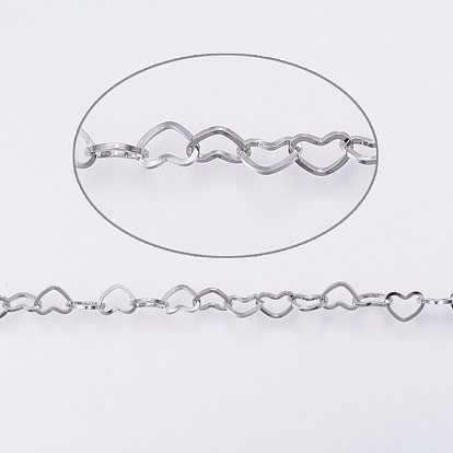 304 Stainless Steel Link Chains, Heart, Soldered