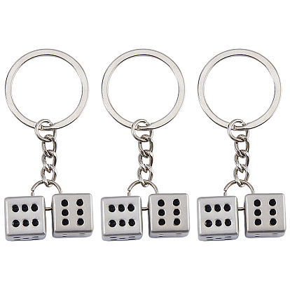 3 шт. брелки из цинкового сплава, игральная кость, с раздельными брелоками