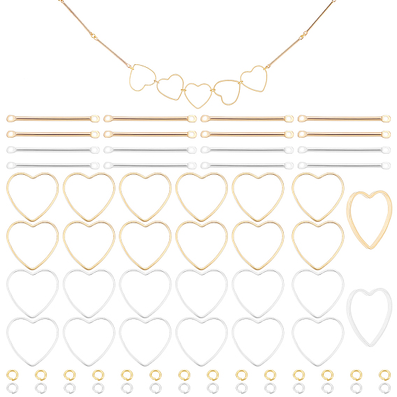 Brass Heart Linking Rings and Iron Bar Links Connectors