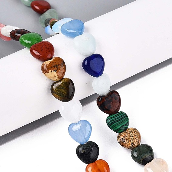 Натуральные и синтетические смешанные каменные бусы пряди, сердце, смешанные окрашенные и неокрашенные