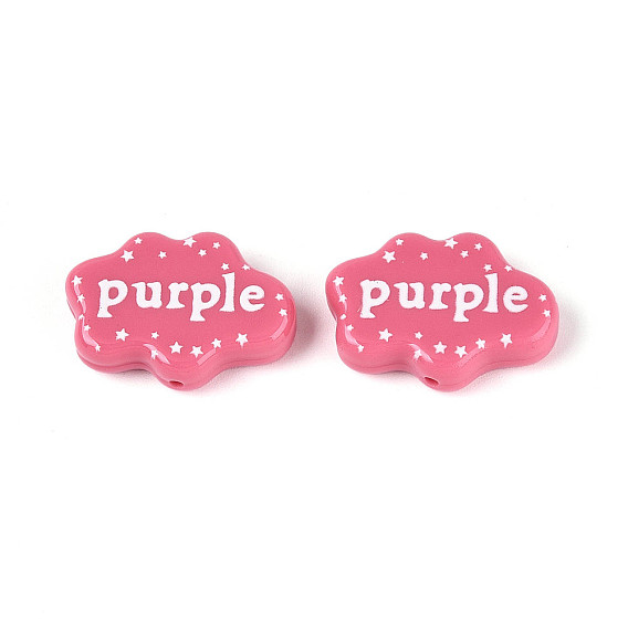 Печатные непрозрачные бусины из смолы, облако и слово фиолетовый и узор из звезд
