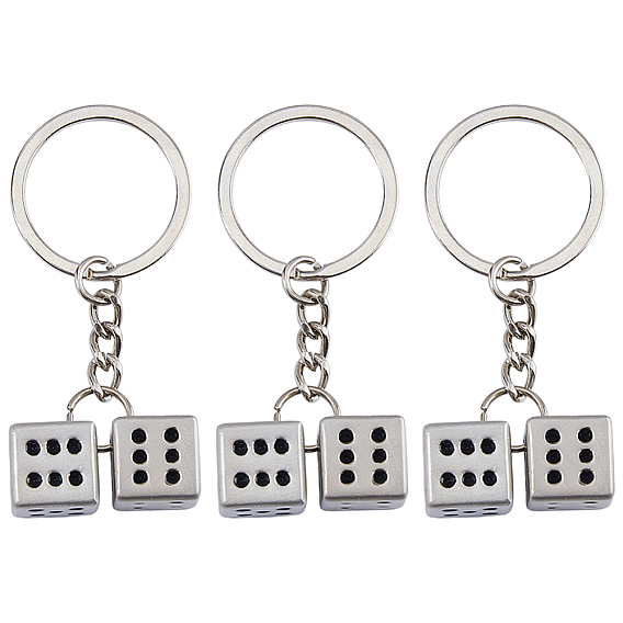 3 шт. брелки из цинкового сплава, игральная кость, с раздельными брелоками