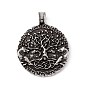 Tibetan Style 304 Stainless Steel Pendants, Flat Round with Tree