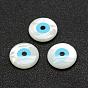 Cabochons coquille, avec l'émail, plat rond avec des yeux