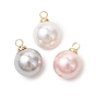 Оболочки жемчужина подвески, круглые подвески, с латунной поручительств, реальный 18 k позолоченный