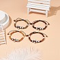 4Pcs 4 Style Natural Sandalwood & Howlite Cross Braided Bead Braceletes Set, Gemstone Yoga Adjustable Bracelets for Women