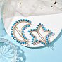 2Pcs Moon & Star Alloy with Gemstones Hollow Hair Barrettes, Ponytail Holder Statement for Girls Women