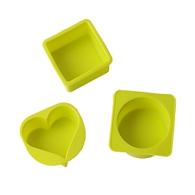 Square/Flat Round/Heart DIY Silicone Scented Candle Molds, Resin Casting Molds, For UV Resin, Epoxy Resin Jewelry Making