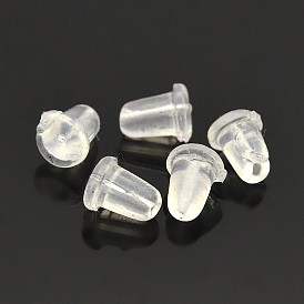 Clear Plastic Ear Nuts, Earring Backs, 4x6mm, Hole: 0.5mm, about 9000pcs/bag