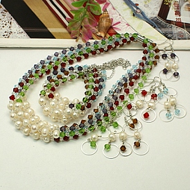 Fashion Glass Jewelry Sets, with Grade A Pearl Beads, Alloy Magnetic Clasps, Brass Earring Hooks and Alloy Lobster Claw Clasps