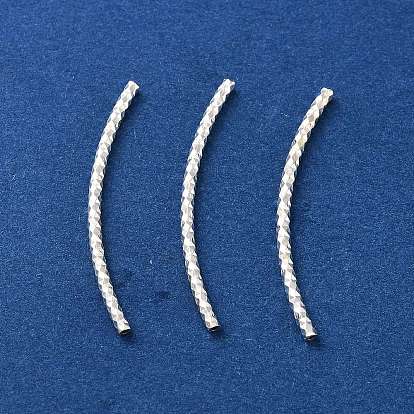 925 Sterling Silver Curved Tube Beads, Textured