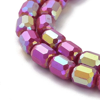 Electroplate Glass Beads Strands, Opaque Solid Color, AB Color Plated, Faceted, Column