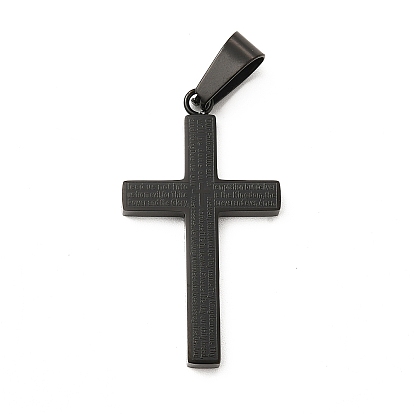 Vacuum Plating 304 Stainless Steel Pendants, Cross with Word Charms