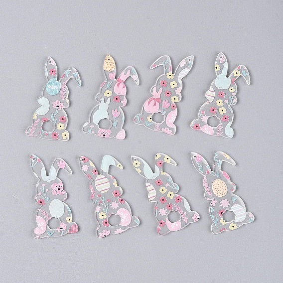 Подвески из прозрачного акрила с принтом, кролик