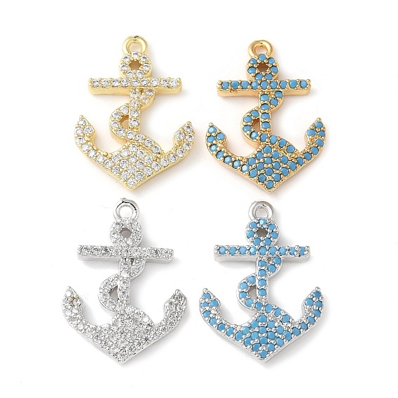 Латунные микро проложить кубического циркония подвески, Якорь прелести, без кадмия и без свинца, долговечный, стойки покрытие