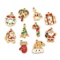 Christmas 304 Stainless Steel Enamel Pendants, with Rhinestone, Ion Plating(IP), Golden