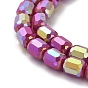 Electroplate Glass Beads Strands, Opaque Solid Color, AB Color Plated, Faceted, Column