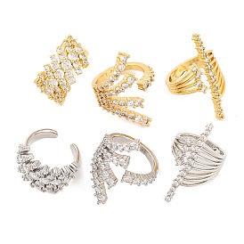 Открытые манжеты из латуни с микропаве и прозрачным фианитом, для женщин, без свинца и без кадмия