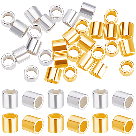 50Pcs 2 Colors 925 Sterling Silver Crimp Beads, Tube