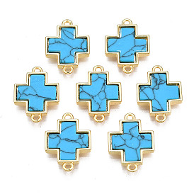 Подвески из латуни, с синтетическим камнем, без кадмия, без никеля и без свинца, реальный 18 k позолоченный, крестик