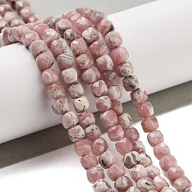 Natural argentina rhodochrosite cuentas hebras, cubo, facetados
