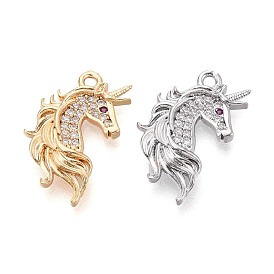 Подвески из латуни с прозрачным фианитом, лошади прелести