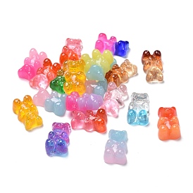 Resin Cabochons, with Glitter Powder, Two Tone, Bear