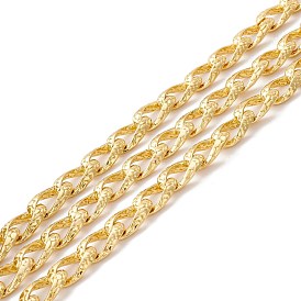 Alloy Textured Curb Chains, Long-Lasting Plated, Unwelded, with Spool