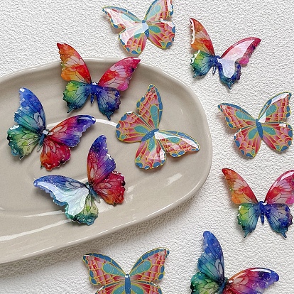 Кабошоны из смолы, бабочка, с блеском порошок