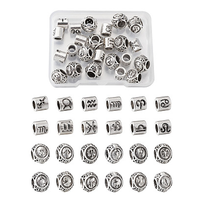 Сплавочные европейские бусины, бусины с большим отверстием, без кадмия и без свинца, смешанные формы с рисунком 12 созвездия