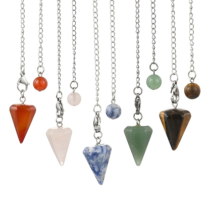 Конус натуральный драгоценный камень остроконечный биолокационный маятник, с 304 цепи из нержавеющей стали