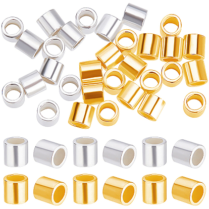 50Pcs 2 Colors 925 Sterling Silver Crimp Beads, Tube