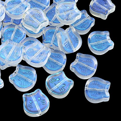35Pcs Transparent Spray Painted Glass Beads, Cat