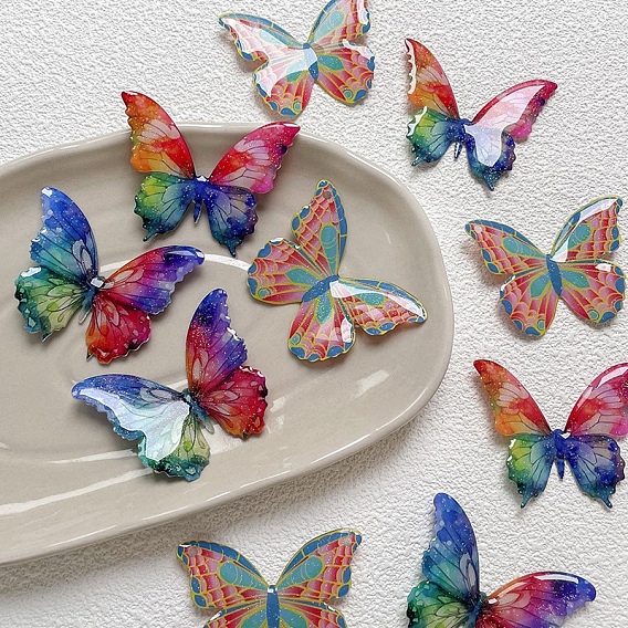 Кабошоны из смолы, бабочка, с блеском порошок