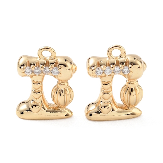 Brass Micro Pave Clear Cubic Zirconia Charms, Sewing Machine Charms, Nickel Free