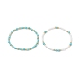 2Pcs 2 Style Natural Howlite & Glass Seed Round Beaded Stretch Bracelets Set for Women