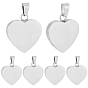 10Pcs Valentines Gift Idea for Him 304 Stainless Steel Stamping Blank Tag Pendants, Heart