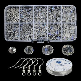 DIY Bracelet Earring Making Kit, Including Transparent Glass Rondelle Beads, Brass Earring Hooks