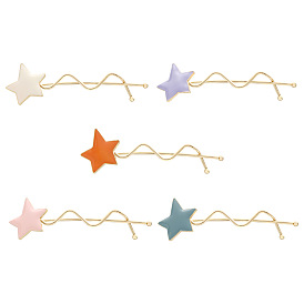 Alloy Candy Color Twisted Hairpin with Five-pointed Star Clip - Candy Color, Twist, Clip.