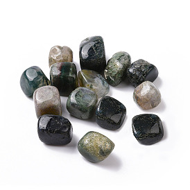 Natural Moss Agate Beads, Tumbled Stone, Healing Stones for 7 Chakras Balancing, Crystal Therapy, Vase Filler Gems, No Hole/Undrilled, Nuggets