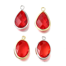 Стеклянные подвески, с латунью и прыгающим кольцом, граненые, долговечный, без кадмия и без свинца, стойки покрытие