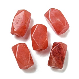 Cherry Quartz Glass Beads, Rectangle, Faceted